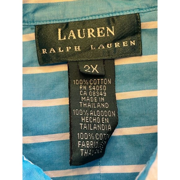 Vintage 90s Y2K Ralph Lauren Oxford Shirt striped button down 2X preppy - Picture 5 of 6